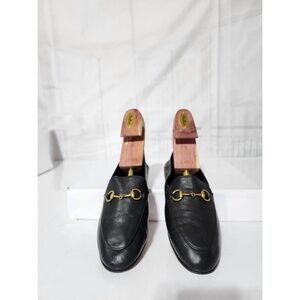 Authentic Gucci Horsebit Leather Loafers Black Size 37